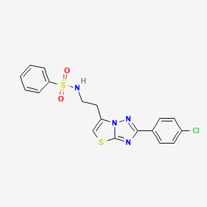 molecular formula C18H15ClN4O2S2 B3410315 N-{2-[2-(4-chlorophenyl)-[1,2,4]triazolo[3,2-b][1,3]thiazol-6-yl]ethyl}benzenesulfonamide CAS No. 896367-78-5