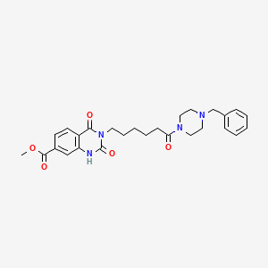 molecular formula C27H32N4O5 B3410334 methyl 3-[6-(4-benzylpiperazin-1-yl)-6-oxohexyl]-2,4-dioxo-1,2,3,4-tetrahydroquinazoline-7-carboxylate CAS No. 896371-21-4