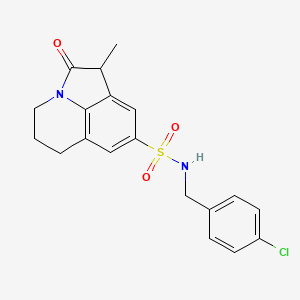 molecular formula C19H19ClN2O3S B3410347 N-[(4-chlorophenyl)methyl]-3-methyl-2-oxo-1-azatricyclo[6.3.1.0^{4,12}]dodeca-4,6,8(12)-triene-6-sulfonamide CAS No. 896376-68-4