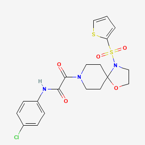 molecular formula C19H20ClN3O5S2 B3410352 N-(4-chlorophenyl)-2-oxo-2-[4-(thiophene-2-sulfonyl)-1-oxa-4,8-diazaspiro[4.5]decan-8-yl]acetamide CAS No. 896376-69-5