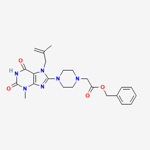 molecular formula C23H28N6O4 B3410623 benzyl 2-{4-[3-methyl-7-(2-methylprop-2-en-1-yl)-2,6-dioxo-2,3,6,7-tetrahydro-1H-purin-8-yl]piperazin-1-yl}acetate CAS No. 898408-79-2