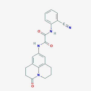 molecular formula C21H18N4O3 B3410658 N'-(2-cyanophenyl)-N-{2-oxo-1-azatricyclo[7.3.1.0^{5,13}]trideca-5,7,9(13)-trien-7-yl}ethanediamide CAS No. 898423-22-8