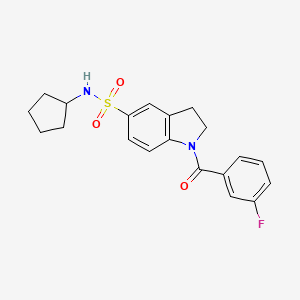 molecular formula C20H21FN2O3S B3410774 N-cyclopentyl-1-(3-fluorobenzoyl)-2,3-dihydro-1H-indole-5-sulfonamide CAS No. 898657-97-1