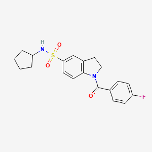 molecular formula C20H21FN2O3S B3410777 N-cyclopentyl-1-(4-fluorobenzoyl)-2,3-dihydro-1H-indole-5-sulfonamide CAS No. 898658-00-9