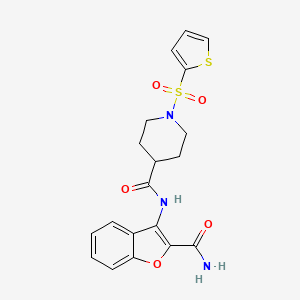 molecular formula C19H19N3O5S2 B3410923 N-(2-carbamoyl-1-benzofuran-3-yl)-1-(thiophene-2-sulfonyl)piperidine-4-carboxamide CAS No. 899958-94-2