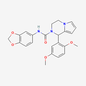 molecular formula C23H23N3O5 B3410954 N-(2H-1,3-benzodioxol-5-yl)-1-(2,5-dimethoxyphenyl)-1H,2H,3H,4H-pyrrolo[1,2-a]pyrazine-2-carboxamide CAS No. 899960-96-4