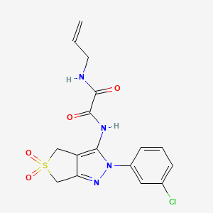 molecular formula C16H15ClN4O4S B3410963 N'-[2-(3-chlorophenyl)-5,5-dioxo-2H,4H,6H-5lambda6-thieno[3,4-c]pyrazol-3-yl]-N-(prop-2-en-1-yl)ethanediamide CAS No. 899962-25-5