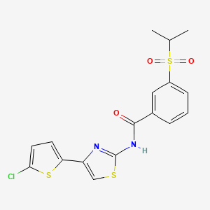 molecular formula C17H15ClN2O3S3 B3410985 N-[4-(5-chlorothiophen-2-yl)-1,3-thiazol-2-yl]-3-(propane-2-sulfonyl)benzamide CAS No. 899967-89-6