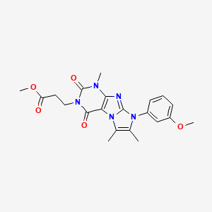 molecular formula C21H23N5O5 B3411079 methyl 3-[8-(3-methoxyphenyl)-1,6,7-trimethyl-2,4-dioxo-1H,2H,3H,4H,8H-imidazo[1,2-g]purin-3-yl]propanoate CAS No. 900284-24-4