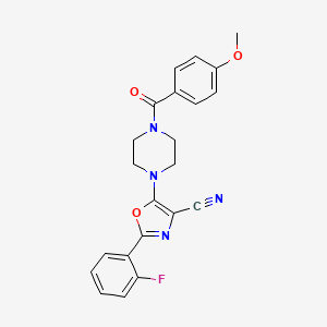 B3411305 2-(2-Fluorophenyl)-5-(4-(4-methoxybenzoyl)piperazin-1-yl)oxazole-4-carbonitrile CAS No. 903854-31-9
