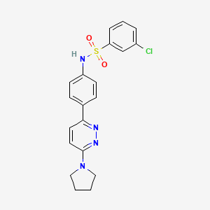 molecular formula C20H19ClN4O2S B3411359 3-chloro-N-{4-[6-(pyrrolidin-1-yl)pyridazin-3-yl]phenyl}benzene-1-sulfonamide CAS No. 904827-13-0