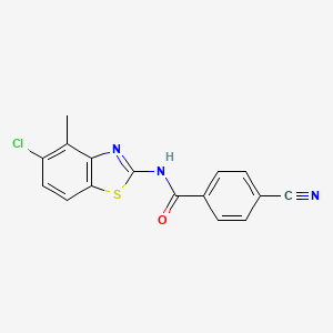 molecular formula C16H10ClN3OS B3411393 Benzamide, N-(5-chloro-4-methyl-2-benzothiazolyl)-4-cyano- CAS No. 912763-20-3