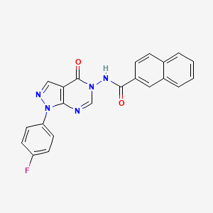 molecular formula C22H14FN5O2 B3411518 N-[1-(4-fluorophenyl)-4-oxo-1H,4H,5H-pyrazolo[3,4-d]pyrimidin-5-yl]naphthalene-2-carboxamide CAS No. 919865-69-3