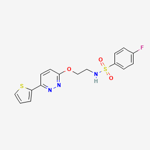 molecular formula C16H14FN3O3S2 B3411599 4-fluoro-N-(2-((6-(thiophen-2-yl)pyridazin-3-yl)oxy)ethyl)benzenesulfonamide CAS No. 920362-29-4