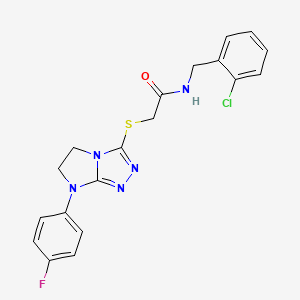 molecular formula C19H17ClFN5OS B3411833 N-[(2-chlorophenyl)methyl]-2-{[7-(4-fluorophenyl)-5H,6H,7H-imidazo[2,1-c][1,2,4]triazol-3-yl]sulfanyl}acetamide CAS No. 921578-84-9