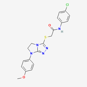 molecular formula C19H18ClN5O2S B3411841 N-(4-chlorophenyl)-2-{[7-(4-methoxyphenyl)-5H,6H,7H-imidazo[2,1-c][1,2,4]triazol-3-yl]sulfanyl}acetamide CAS No. 921580-49-6