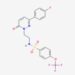 molecular formula C19H15F4N3O4S B3411962 N-{2-[3-(4-fluorophenyl)-6-oxo-1,6-dihydropyridazin-1-yl]ethyl}-4-(trifluoromethoxy)benzene-1-sulfonamide CAS No. 921879-97-2