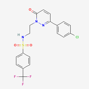 molecular formula C19H15ClF3N3O3S B3411972 N-{2-[3-(4-chlorophenyl)-6-oxo-1,6-dihydropyridazin-1-yl]ethyl}-4-(trifluoromethyl)benzene-1-sulfonamide CAS No. 921880-61-7
