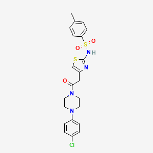 molecular formula C22H23ClN4O3S2 B3411991 N-(4-{2-[4-(4-chlorophenyl)piperazin-1-yl]-2-oxoethyl}-1,3-thiazol-2-yl)-4-methylbenzene-1-sulfonamide CAS No. 921993-94-4