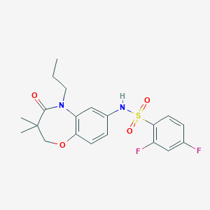 molecular formula C20H22F2N2O4S B3412024 N-(3,3-dimethyl-4-oxo-5-propyl-2,3,4,5-tetrahydro-1,5-benzoxazepin-7-yl)-2,4-difluorobenzene-1-sulfonamide CAS No. 922105-12-2