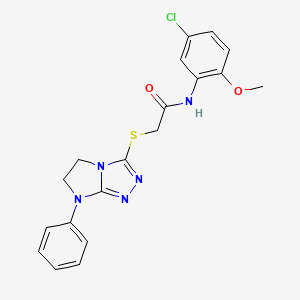 molecular formula C19H18ClN5O2S B3412065 N-(5-chloro-2-methoxyphenyl)-2-({7-phenyl-5H,6H,7H-imidazo[2,1-c][1,2,4]triazol-3-yl}sulfanyl)acetamide CAS No. 923157-96-4