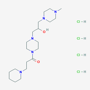 molecular formula C20H43Cl4N5O2 B034122 1-Piperazineethanol, alpha-((4-methyl-1-piperazinyl)methyl)-4-(1-oxo-3-(1-piperidinyl)propyl)-, tetrahydrochloride CAS No. 109376-96-7