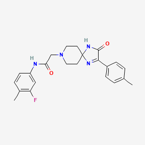 molecular formula C23H25FN4O2 B3412305 N-(3-fluoro-4-methylphenyl)-2-[2-(4-methylphenyl)-3-oxo-1,4,8-triazaspiro[4.5]dec-1-en-8-yl]acetamide CAS No. 932291-83-3