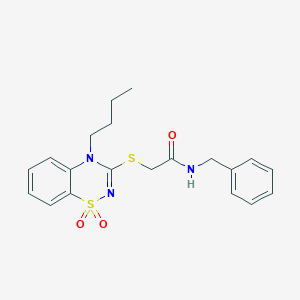 molecular formula C20H23N3O3S2 B3412317 N-benzyl-2-[(4-butyl-1,1-dioxo-4H-1lambda6,2,4-benzothiadiazin-3-yl)sulfanyl]acetamide CAS No. 932967-22-1