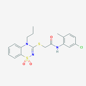 molecular formula C19H20ClN3O3S2 B3412454 N-(5-chloro-2-methylphenyl)-2-[(1,1-dioxo-4-propyl-4H-1lambda6,2,4-benzothiadiazin-3-yl)sulfanyl]acetamide CAS No. 932992-89-7