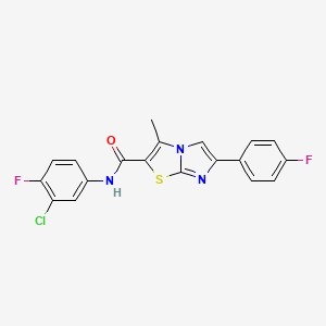 B3412469 N-(3-chloro-4-fluorophenyl)-6-(4-fluorophenyl)-3-methylimidazo[2,1-b][1,3]thiazole-2-carboxamide CAS No. 932995-87-4