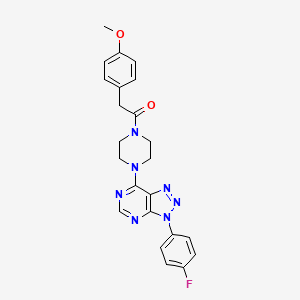 molecular formula C23H22FN7O2 B3412504 1-{4-[3-(4-fluorophenyl)-3H-[1,2,3]triazolo[4,5-d]pyrimidin-7-yl]piperazin-1-yl}-2-(4-methoxyphenyl)ethan-1-one CAS No. 933012-71-6