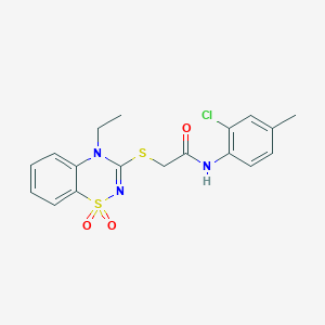 molecular formula C18H18ClN3O3S2 B3412595 N-(2-chloro-4-methylphenyl)-2-[(4-ethyl-1,1-dioxo-4H-1lambda6,2,4-benzothiadiazin-3-yl)sulfanyl]acetamide CAS No. 933026-68-7