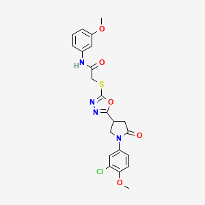 molecular formula C22H21ClN4O5S B3412602 2-({5-[1-(3-chloro-4-methoxyphenyl)-5-oxopyrrolidin-3-yl]-1,3,4-oxadiazol-2-yl}sulfanyl)-N-(3-methoxyphenyl)acetamide CAS No. 933192-98-4