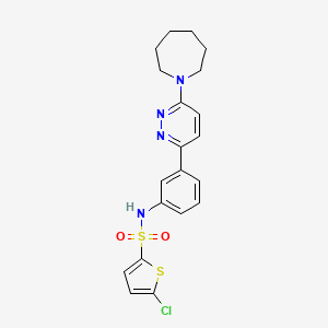 molecular formula C20H21ClN4O2S2 B3412609 N-{3-[6-(azepan-1-yl)pyridazin-3-yl]phenyl}-5-chlorothiophene-2-sulfonamide CAS No. 933210-85-6