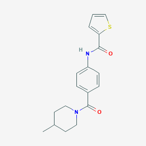 molecular formula C18H20N2O2S B341262 N-{4-[(4-methyl-1-piperidinyl)carbonyl]phenyl}-2-thiophenecarboxamide 