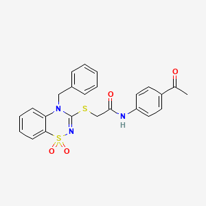 molecular formula C24H21N3O4S2 B3412732 N-(4-acetylphenyl)-2-[(4-benzyl-1,1-dioxo-4H-1lambda6,2,4-benzothiadiazin-3-yl)sulfanyl]acetamide CAS No. 933235-48-4