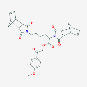molecular formula C33H34N2O8 B341280 2-(4-METHOXYPHENYL)-2-OXOETHYL 2,6-BIS({3,5-DIOXO-4-AZATRICYCLO[5.2.1.0(2),?]DEC-8-EN-4-YL})HEXANOATE 