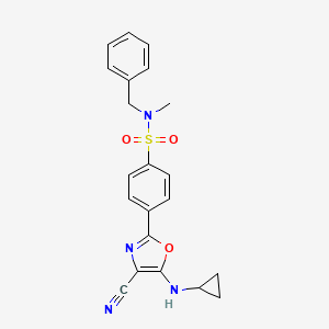molecular formula C21H20N4O3S B3412820 N-benzyl-4-[4-cyano-5-(cyclopropylamino)-1,3-oxazol-2-yl]-N-methylbenzene-1-sulfonamide CAS No. 941004-40-6