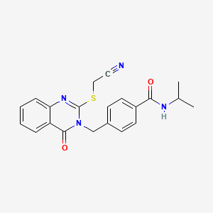 molecular formula C21H20N4O2S B3412909 4-({2-[(cyanomethyl)sulfanyl]-4-oxo-3,4-dihydroquinazolin-3-yl}methyl)-N-(propan-2-yl)benzamide CAS No. 941877-39-0