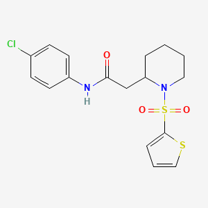 molecular formula C17H19ClN2O3S2 B3412970 N-(4-chlorophenyl)-2-[1-(thiophene-2-sulfonyl)piperidin-2-yl]acetamide CAS No. 941905-48-2