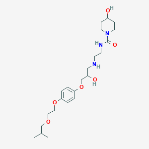molecular formula C23H39N3O6 B034130 4-hydroxy-N-[2-[[2-hydroxy-3-[4-[2-(2-methylpropoxy)ethoxy]phenoxy]propyl]amino]ethyl]piperidine-1-carboxamide CAS No. 108495-00-7