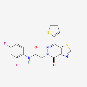 molecular formula C18H12F2N4O2S2 B3413004 N-(2,4-difluorophenyl)-2-[2-methyl-4-oxo-7-(thiophen-2-yl)-4H,5H-[1,3]thiazolo[4,5-d]pyridazin-5-yl]acetamide CAS No. 941927-70-4