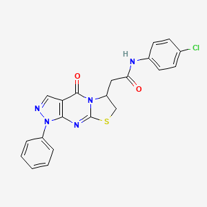 molecular formula C21H16ClN5O2S B3413012 N-(4-chlorophenyl)-2-{2-oxo-6-phenyl-10-thia-1,5,6,8-tetraazatricyclo[7.3.0.0^{3,7}]dodeca-3(7),4,8-trien-12-yl}acetamide CAS No. 941934-99-2