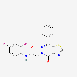 molecular formula C21H16F2N4O2S B3413029 N-(2,4-difluorophenyl)-2-[2-methyl-7-(4-methylphenyl)-4-oxo-4H,5H-[1,3]thiazolo[4,5-d]pyridazin-5-yl]acetamide CAS No. 941942-60-5
