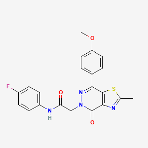 molecular formula C21H17FN4O3S B3413036 N-(4-fluorophenyl)-2-[7-(4-methoxyphenyl)-2-methyl-4-oxo-4H,5H-[1,3]thiazolo[4,5-d]pyridazin-5-yl]acetamide CAS No. 941942-82-1