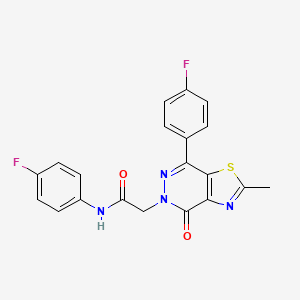 molecular formula C20H14F2N4O2S B3413052 N-(4-fluorophenyl)-2-[7-(4-fluorophenyl)-2-methyl-4-oxo-4H,5H-[1,3]thiazolo[4,5-d]pyridazin-5-yl]acetamide CAS No. 941949-54-8