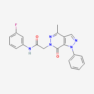 molecular formula C20H16FN5O2 B3413089 N-(3-fluorophenyl)-2-{4-methyl-7-oxo-1-phenyl-1H,6H,7H-pyrazolo[3,4-d]pyridazin-6-yl}acetamide CAS No. 941972-63-0