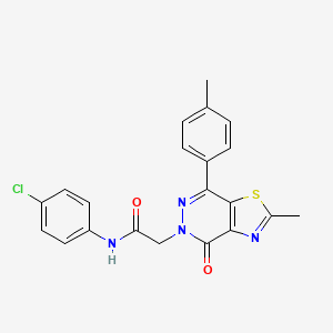 molecular formula C21H17ClN4O2S B3413107 N-(4-chlorophenyl)-2-[2-methyl-7-(4-methylphenyl)-4-oxo-4H,5H-[1,3]thiazolo[4,5-d]pyridazin-5-yl]acetamide CAS No. 941986-68-1