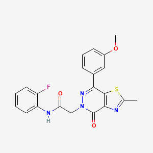 molecular formula C21H17FN4O3S B3413123 N-(2-fluorophenyl)-2-[7-(3-methoxyphenyl)-2-methyl-4-oxo-4H,5H-[1,3]thiazolo[4,5-d]pyridazin-5-yl]acetamide CAS No. 942004-19-5