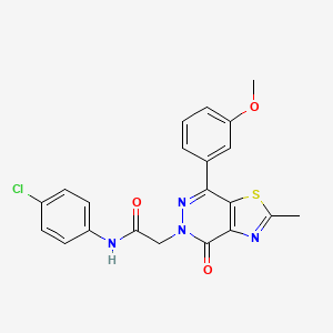 molecular formula C21H17ClN4O3S B3413125 N-(4-chlorophenyl)-2-[7-(3-methoxyphenyl)-2-methyl-4-oxo-4H,5H-[1,3]thiazolo[4,5-d]pyridazin-5-yl]acetamide CAS No. 942004-41-3